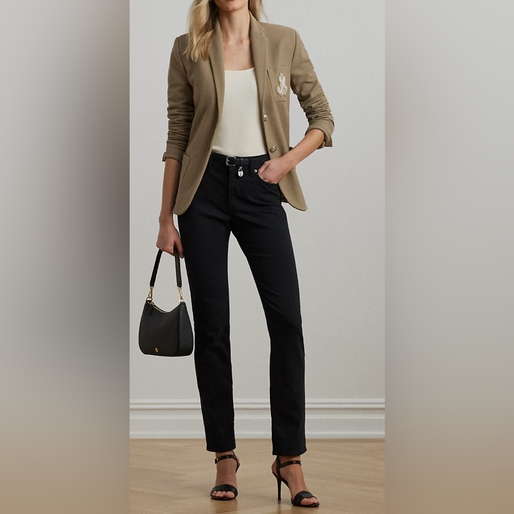 Ralph Lauren Women’s Mid-Raise Straight Jeans Black label